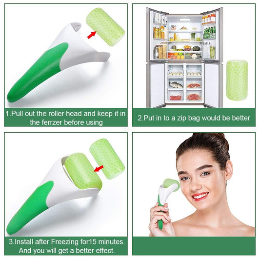 Ice Roller for Face & Eye Puffiness Relief, Cold Gel Ice Face Roller Massager