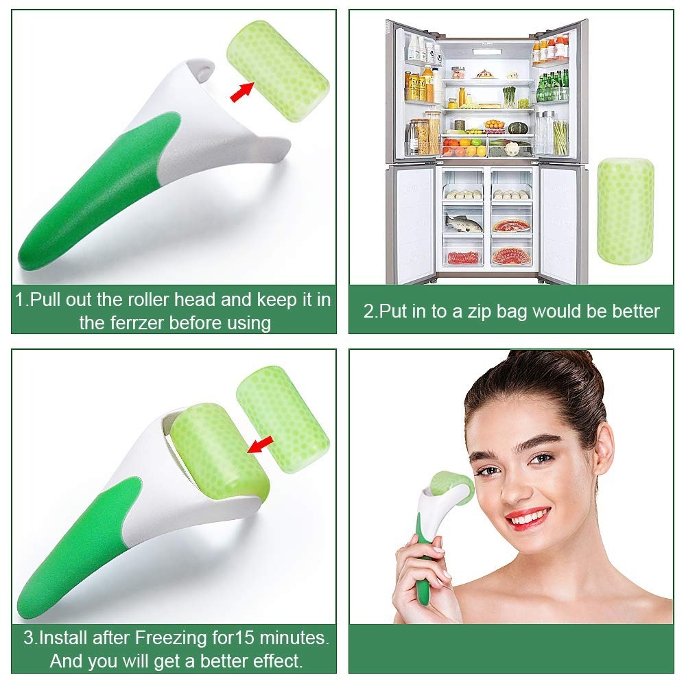 Ice Roller for Face & Eye Puffiness Relief, Cold Gel Ice Face Roller Massager